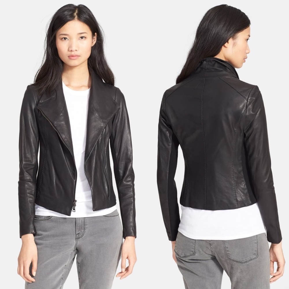 Vince leather scuba jacket